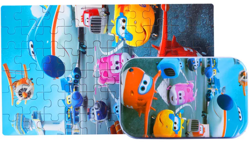 60 шт./компл. деревянные головоломки игрушки из мультфильма 3D деревянные головоломки железный ящик посылка головоломки для детей раннего