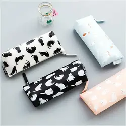 Милый кот Силиконовые карандаши случае Kawaii Девушка PencilsBags прочный большая вместительность школьные принадлежности канцелярские ручка