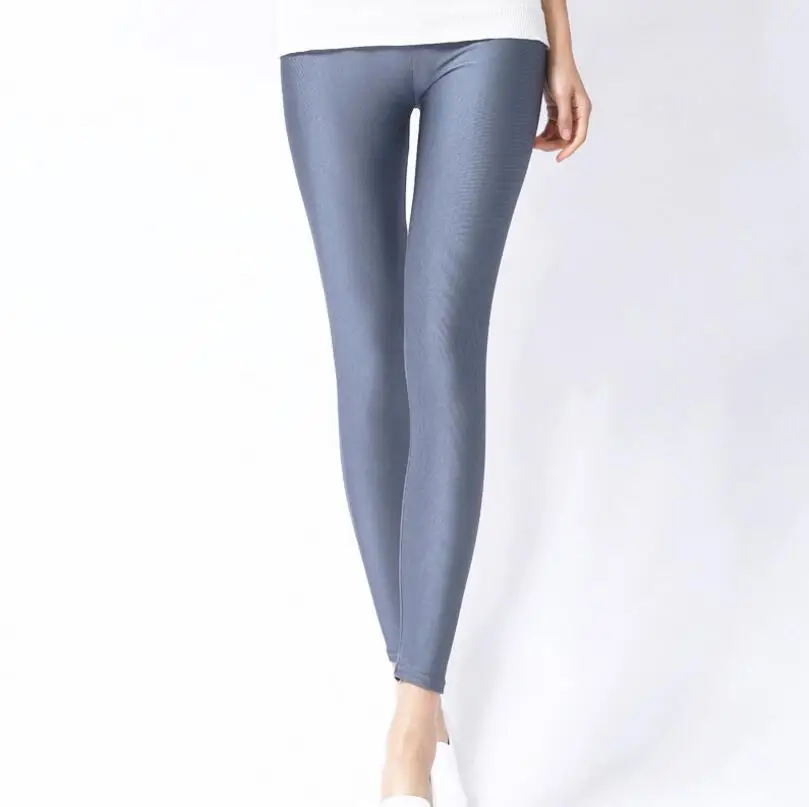 K036 Dark gray CUHAKCI женские блестящие брюки леггинсы Горячая Распродажа Леггинсы сплошной цвет флуоресцентный спандекс эластичный повседневные брюки блестящие леггинсы - Цвет: K036 Dark gray