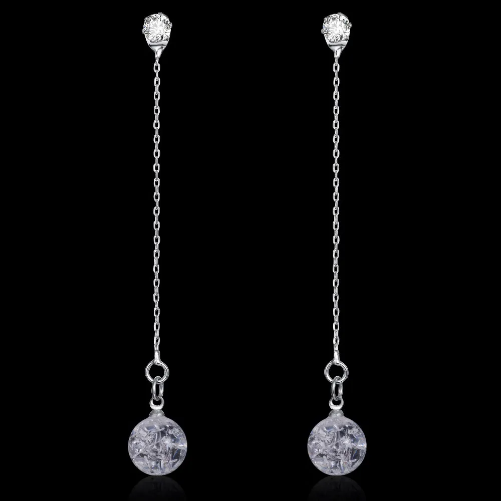 

HanCheng Fashion Silver Round Dangle Hanging broken Ball Long Earrings Acrylic Drop Earrings For Women Jewelry brincos bijoux