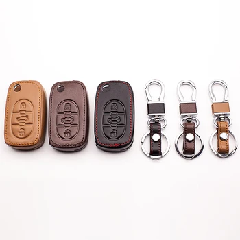 

Genuine Leather Skin Case Cover fob Car Key Set for Audi A2 A3 A4 A6 A8 TT 3 buttons folding remote repair protect Key Shell