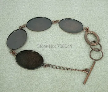 

18x25mm Oval Blank Bezel Tray Cabochon Bases Link Chain Bracelet Settings Findings Craft for Jewelry Making Antique Copper tone