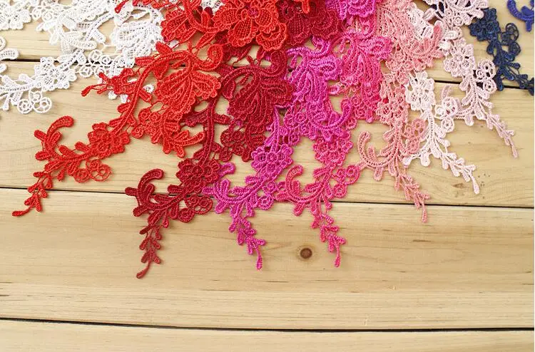 Venise Flower Lace Applique Trim 4 Piecea/2 Pairs 26 Colors 33*10cm for Wedding Dress Sewing lace fabric lace garment accessories lace sewing supplies lace decoration lace accessories lace sewing accessories