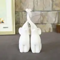 Loving Elephant Couple Figurine Sandstone Resin Crafts Wedding Home Decoration