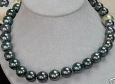 

Jew3116 12mm natural black South Sea pearl necklace AAA