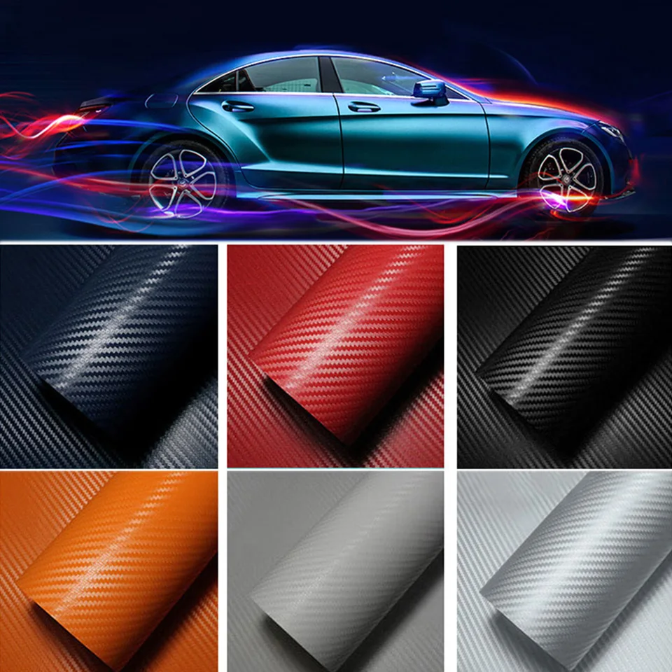 

30cmx127cm 3D Carbon Fiber Vinyl Car Wrap Film Roll Car Sticker and Applique Motorcycle Car Interior Accessories
