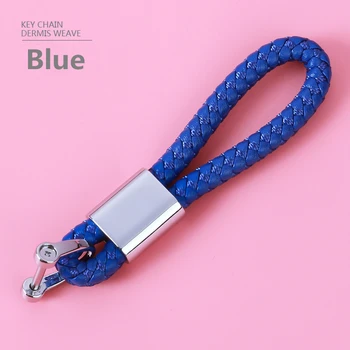 

Fashion Leather Hand Woven Long Keychain Horseshoe Buckle Metal Car Key General Multicolor chains Gift Creative Auto Accessories