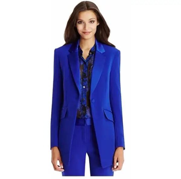Autumn Winter Office Lady Blazer Women's Jacket Basic Elegant Ladies Office Royal Blue Pant Suits Two Piece Custom Made Suit