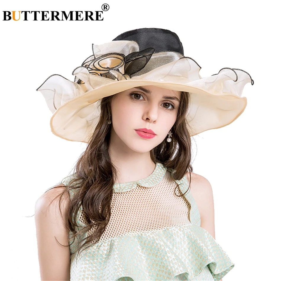 Buy BUTTERMERE Women Organza Sun Hat Flower Beige