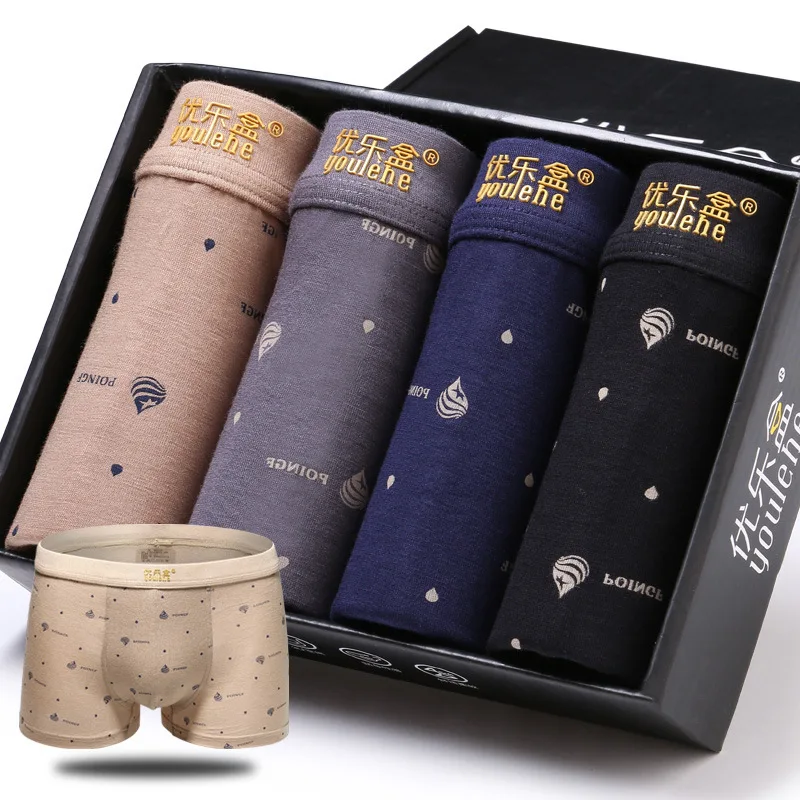 

Panties Mens 4Pcs/lot Underwear Organic Natural Cotton Boxers boxershorts Sexy Boxers Ventilate Boxers cuecas homme