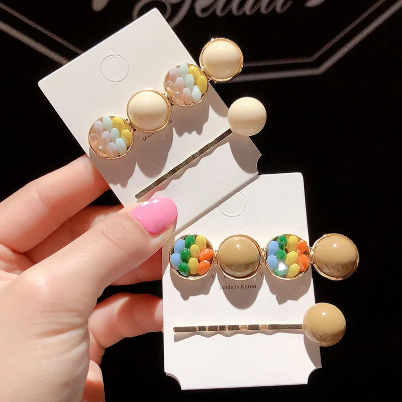 

Korean version hairpin South Korea East Gate Girl rainbow color candy color word clip back of the head