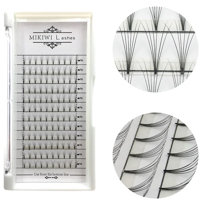 

MIKIWI russian volume individual lashes extension 4D 0.07mm 12Rows 8/10/12mm root tape hand made premade fans lashes extension