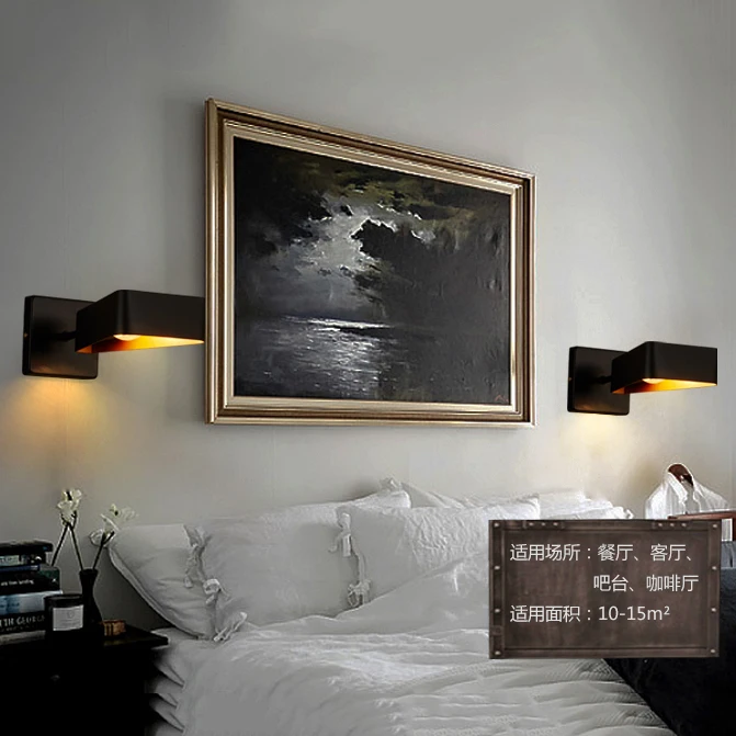 

Modern retro deco minimalist wall lamps creative lron LED lron light cafe room bar lamp corridor lights bedroom bedside lamp E27