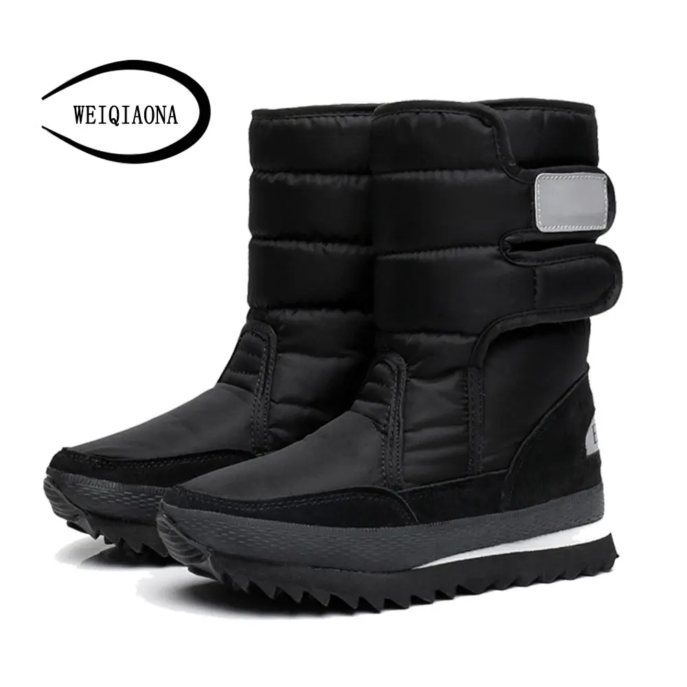 

New winter waterproof high women boots plush warm lady boots plus girl snow boots Black couple Boots height 22cm Size 35-45