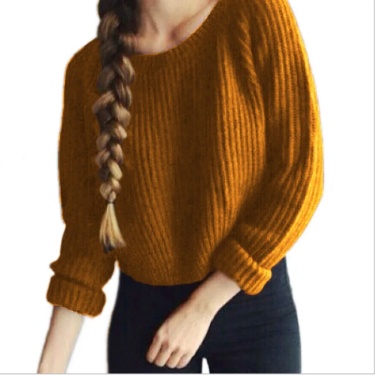 Wontive Women's Sweater European and American Fashion Short Hem Slit Long Sleeve Pullover Warm | Женская одежда