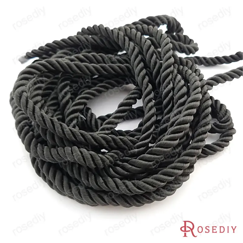 (29966)10 Meters 5mm Satin Polyester Cords Three strands of Rope Diy Jewelry Findings Accessories 