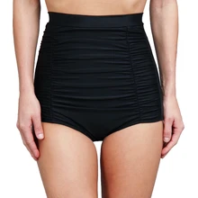 S 50s ретро Винтаж Плавки бикини классический высокой талией Ruched Плавание штаны размера плюс бразильские стринги купальные шорты Плавание одежда