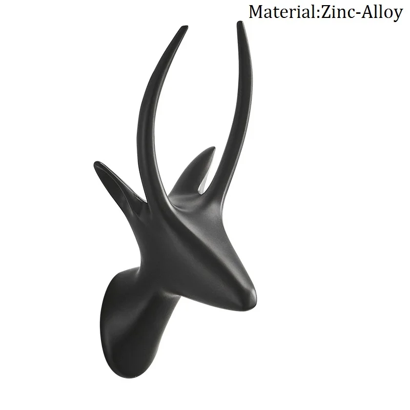 MTTUZK цельный Зен-сплав животных крючок олень настенный крючок для полотенец Золотой/черный/белый крючок для одежды с длинной шерстью крюк - Цвет: black(Zinc-Alloy)
