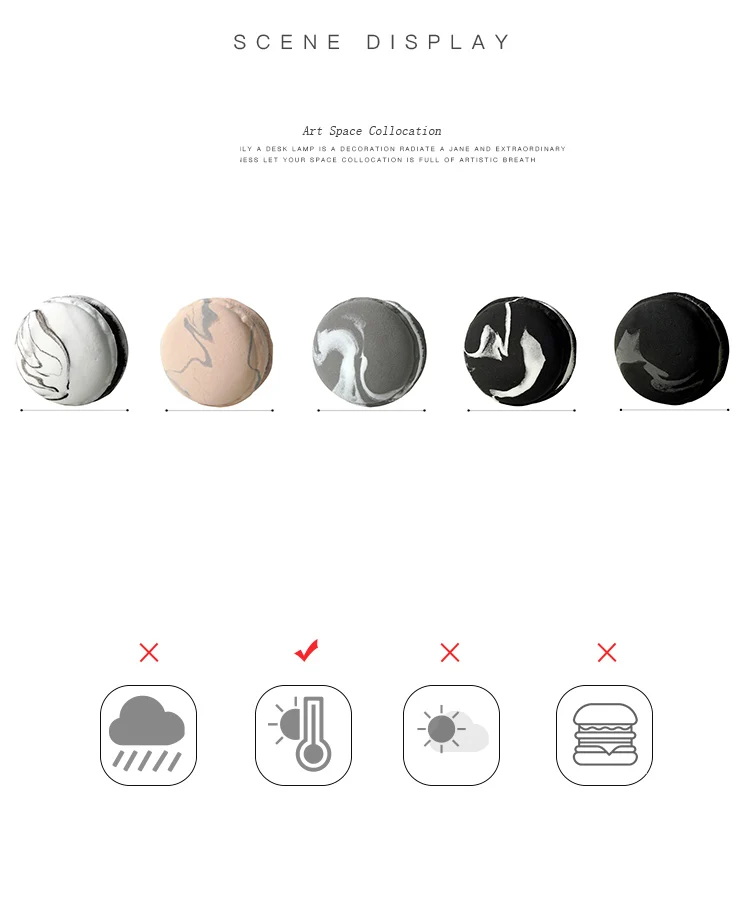 Simulation macaron props snack Marbled macaron Food photography props Black and white gray cold color