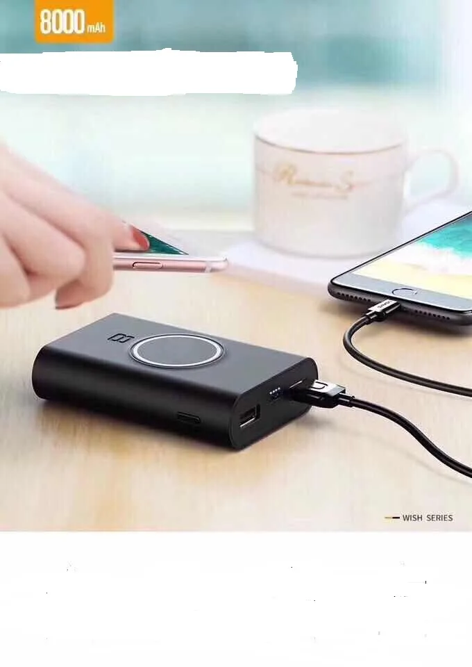 

New 8000mah mini Qi Wireless Charger Power Bank USB Rechargeable Battery Powerbank For iphone 11 pro samsung s8 s9 s10