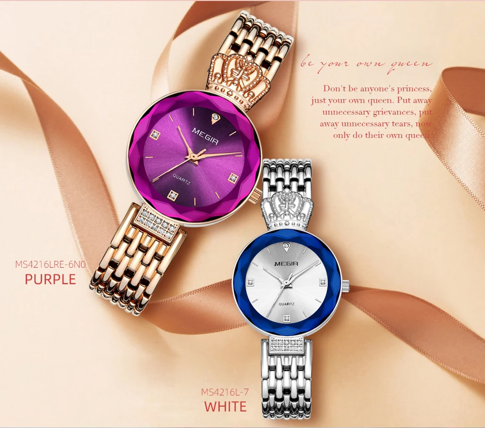 MEGIR Роскошные деловые часы женские простые наручные часы для девочек лучший бренд медное платье часы женские часы Relogios Femininos 4216 синий
