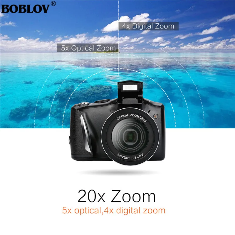 

BOBLOV Updated CDR6 HD Mini Digital Camera Display 24MP DV Recorder 120 Wide Angle lens Anti-shake Camera