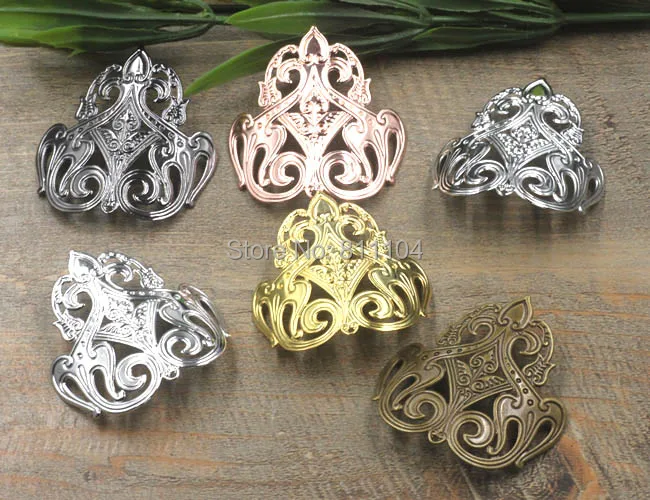 

44x48mm Multi-color Plated Brass Metal Blank Filigree Flower Mask Shape Links Wraps Connectors DIY Jewelry Findings Connectors