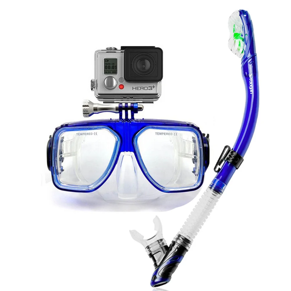 Hot Gopro snorkel set professional dive mask with mount XIAOYI CAMERA