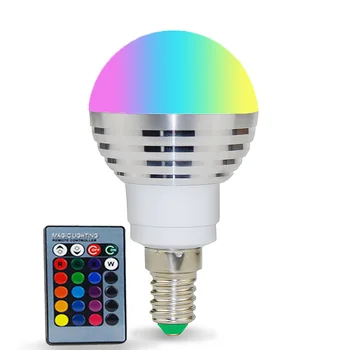 

RGB LED Bulb E27 E14 3W 16 Color Changing RGB Magic Light Bulb Lamp 85-265V 110V 220V RGB Led Spotlight with Remote Control