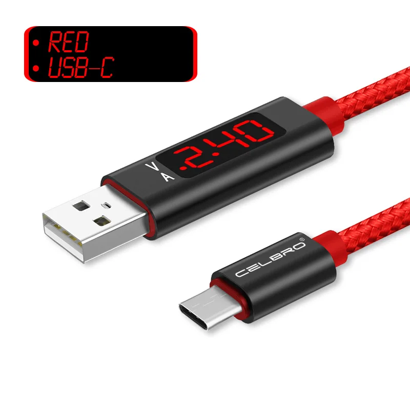 Светодиодный кабель usb type-C для зарядки Xiaomi Meizu LG, быстрое зарядное устройство, кабель Micro USB Tipo C Microusb, шнур для передачи данных на базе Android, 1 м - Цвет: Red USB-C