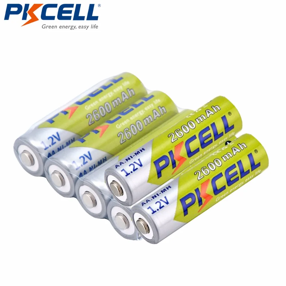 

6 X PKCELL AA Batteries Ni-MH 2A 1.2V 2600mAh NIMH AA Rechargeable Battery Baterias Bateria Batteries