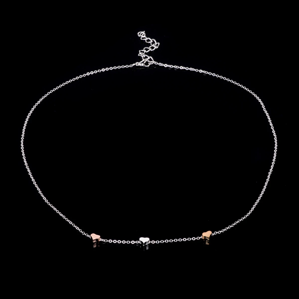 Fashion Women's 3Color Chian Three Hearts Pendant Simple Necklace Dress Gift