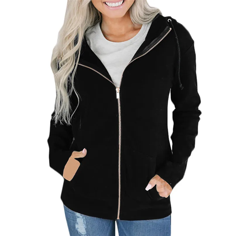 

Women Hooded running jacket Long Sleeve Sweatshirt Ladies Yoga Sports Zipper Jacket Fitness Gym Shirts Women Dropship #2o15#F