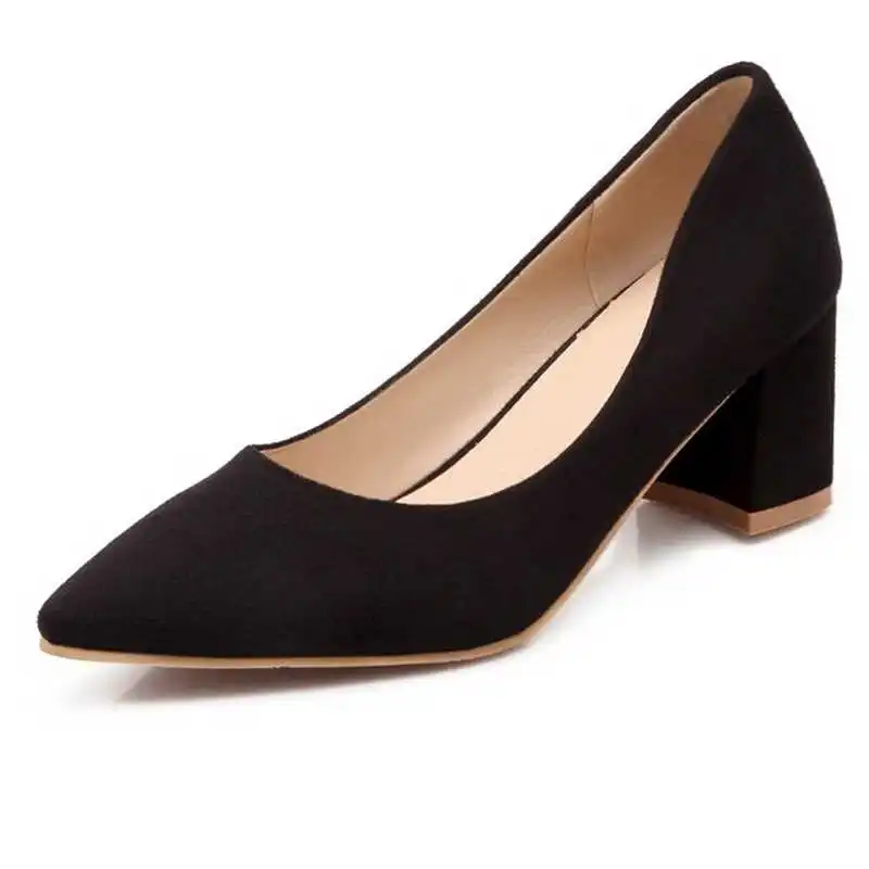 

New Arrival Vintage Pumps Plus Size 34-43 Pointed Toe Chunky High Heels  Women Shoes Slip-on Spring Perfect All-match Pumps