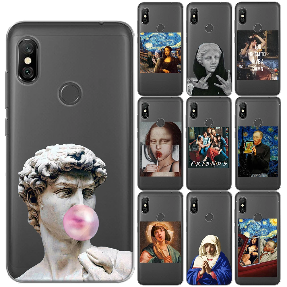 Для Xiaomi mi A1 A2 8 Lite 9 Pocophone F1 5X 6X крышка Мона Лиза moskado мягкий TPU чехол для Red mi 7 5 5A 6 Note 4 4X5 6 7 Pro