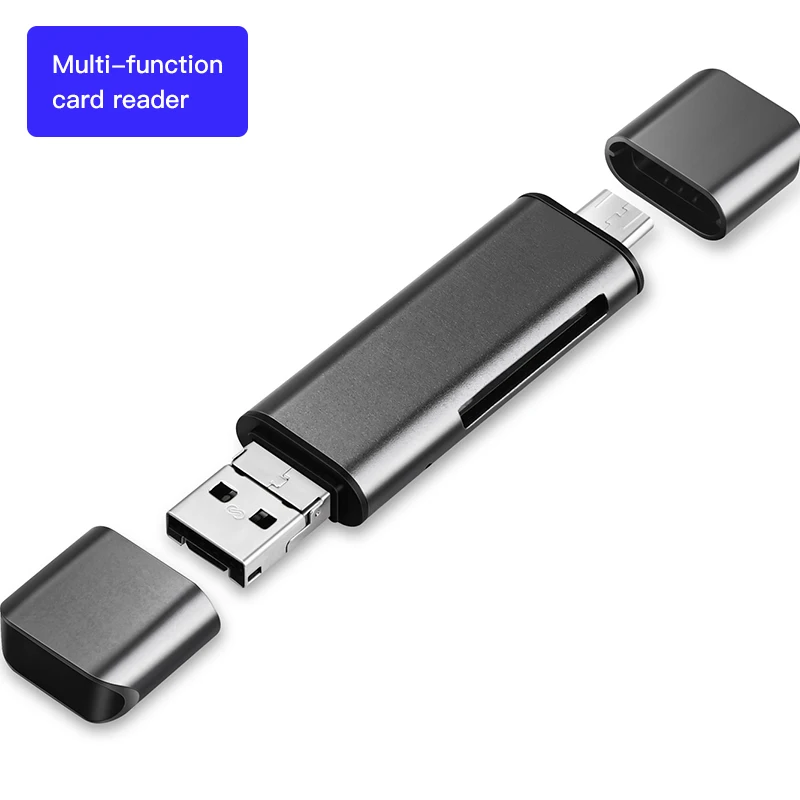 Lungfish type C и micro USB и USB 3 в 1 SD TF OTG Кардридер высокоскоростной USB 3,0 TF/SD для Android Компьютерный удлинитель-переходник - Цвет: Dark blue ash