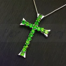 Крест ожерелье кулон натуральный реальный диопсид или Лунный камень 925 серебро 0.15CT* 17 шт драгоценный камень# J18090513