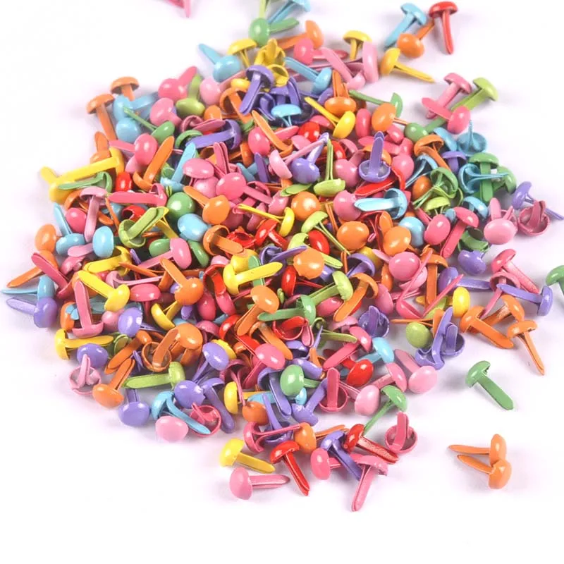 

Mini Mixed Round Brads Scrapbooking Embellishment Fastener Brads Metal Crafts For Paper Decoration 4.5x8.5mm 200pcs CP2162
