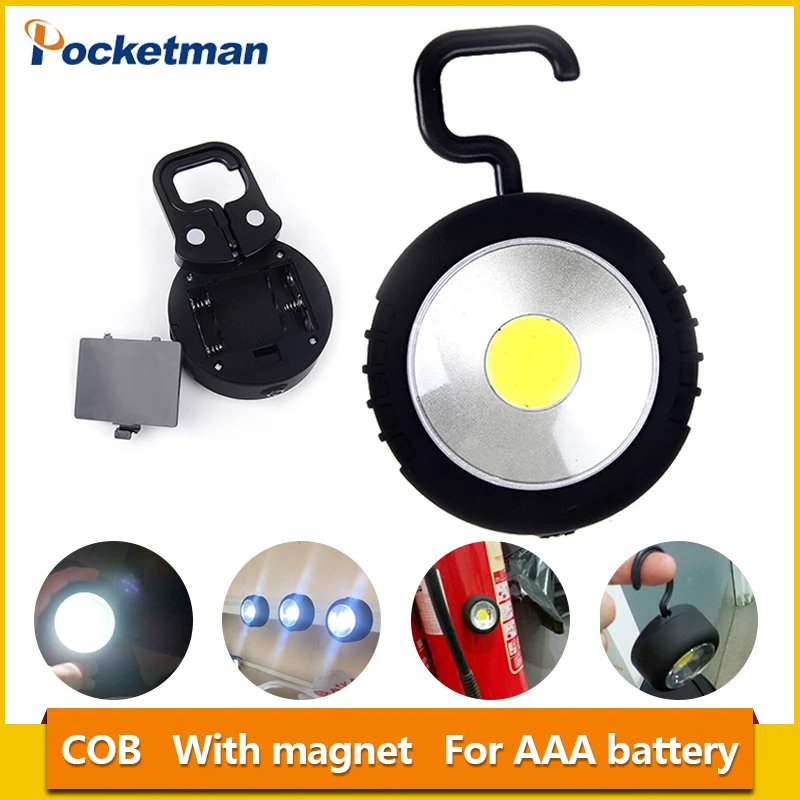 

Multi-function COB Outdoor Work Lights for 3*AAA battery Magnetic Flashlight with Pothook Hook Camping Emergency Lamp z93