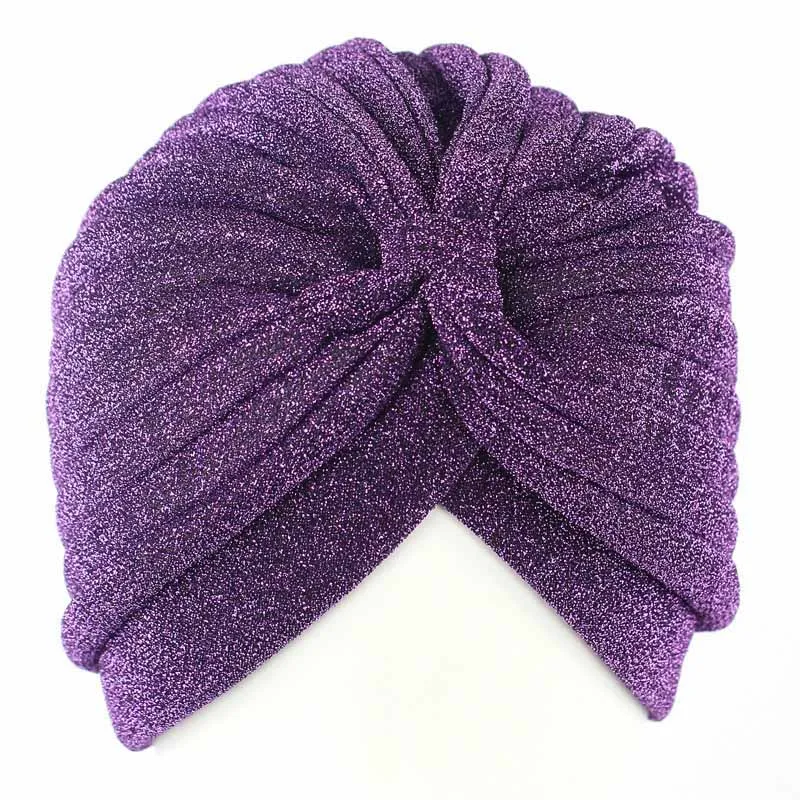 

New Arrival Glitter Hijab Turban Cap Solid Color femme musulman Middle East India Headscarf bonnet Muslim Female Headdress Hat