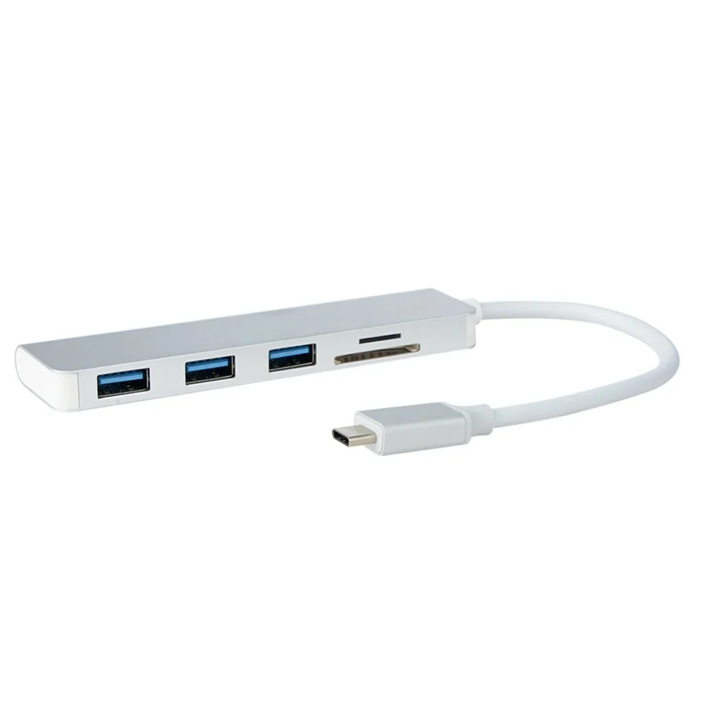 

Compatible for MacBook Multiple Interfaces Aluminum USB Type-C 5 in 1 Hub Adapter With USB3.0 SD TF Card Reader Portable Carry