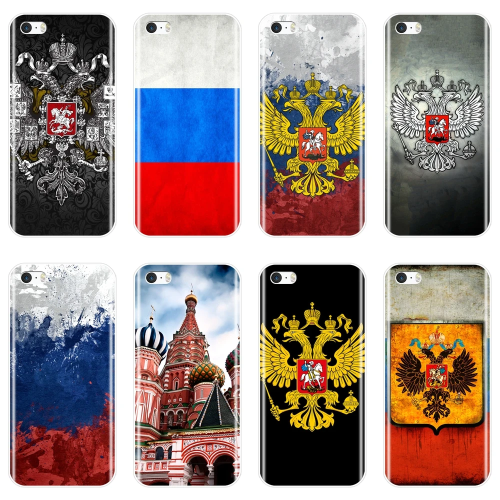 Чехол для телефона с российским флагом iPhone 5 5C 5S SE 4 4S Мягкая силиконовая задняя