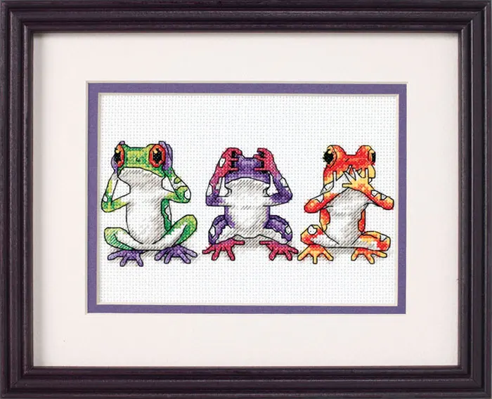 cs-2464 Cross Stitch Kit Treefrog Tree Frog Trio dim 16758