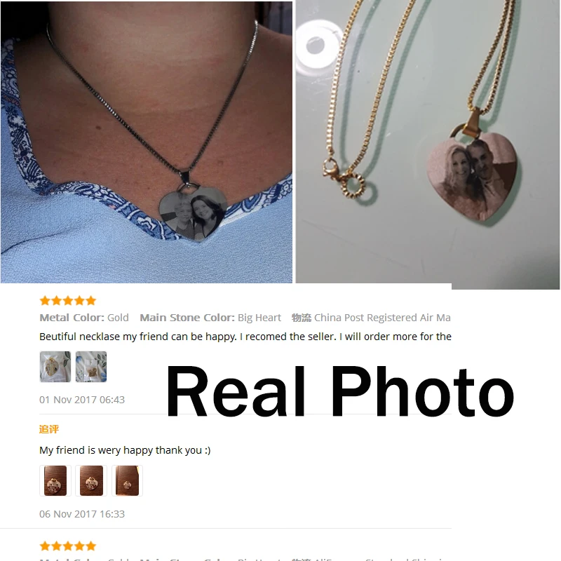 UZone Горячая пользовательское имя ожерелье персонализированное выгравированное фото Сердце ожерелье для семейного подарка