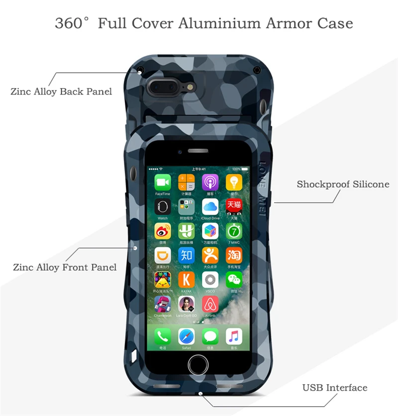 LOVE MEI Camouflage Small Waist Metal Case For iPhone 7 Plus (2)