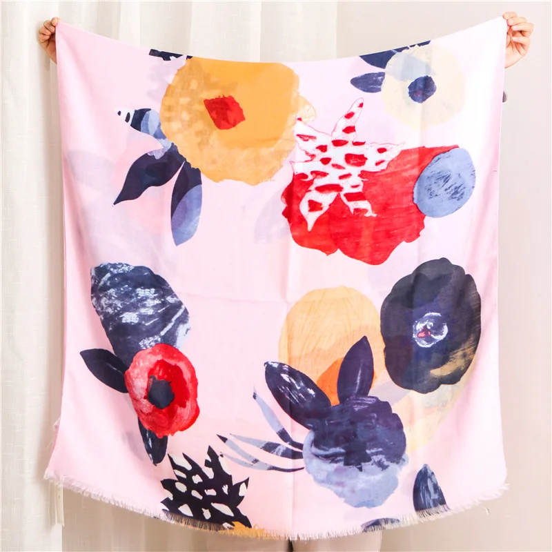 

2019 Newest Ink Painting Print Fringe Scarves Shawls Beautiful Cotton Beach Floral Wrap Scarf Hijab Muffler Free Shipping