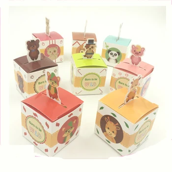 

50PCS Japan Jungle Party Centerpieces Colorful Paper Chocolate Box Cartoon Animals boutique Delicate Candy Box for Baby Shower
