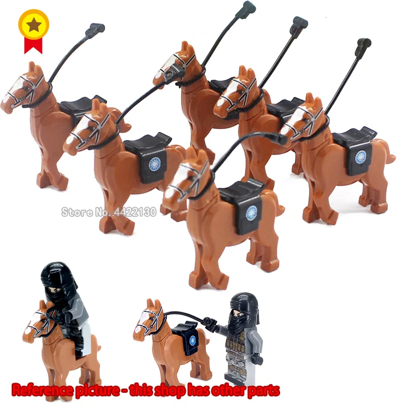 

Mongolian sweat horse military War horse Mandatory Compatible legoinglys city animal ww2 Figures mini Scenes War horse model