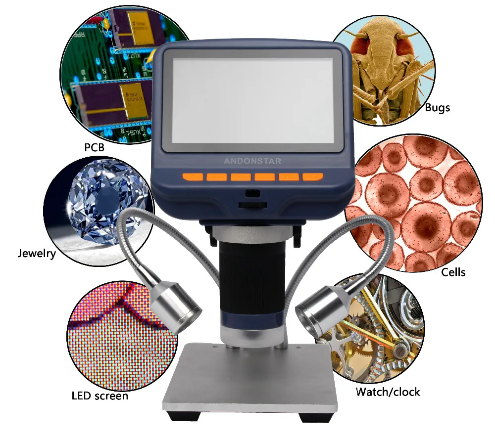 

Digital USB Microscope 4.3 inch Built-in Display THT SMD Tool Soldering Tool Jewelry Appraisal Phone Repair