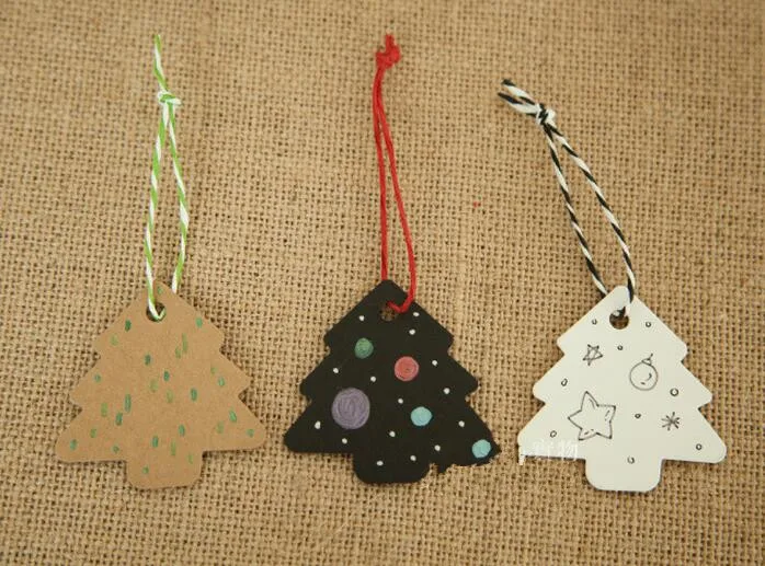 5,5*5,4 см DIY крафт в форме рождественской ёлки Висячие бирки для рождественской вечеринки деко бумажные карты Подарочная бирка